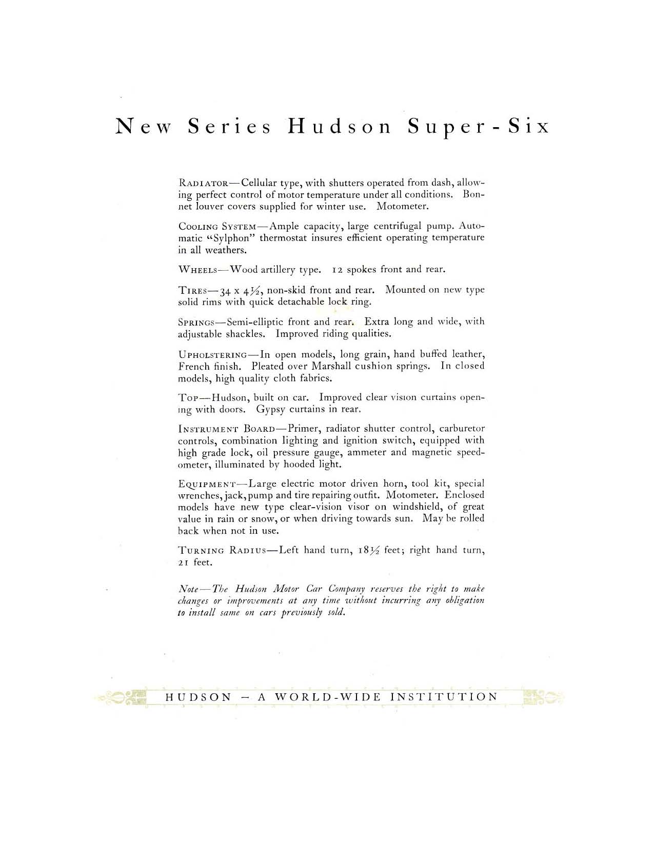 1919 Hudson Super-Six Brochure Page 4